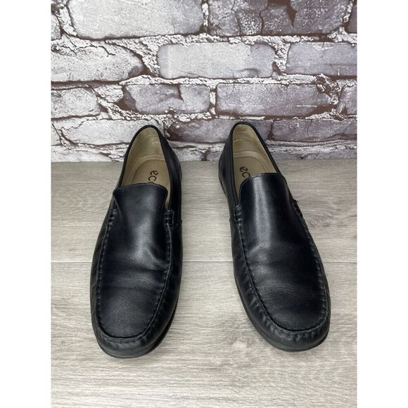 ECCO Black Leather Driving Loafers Mens Size 44 US 10-10.5 Classic Slip On Moc - Picture 16 of 16